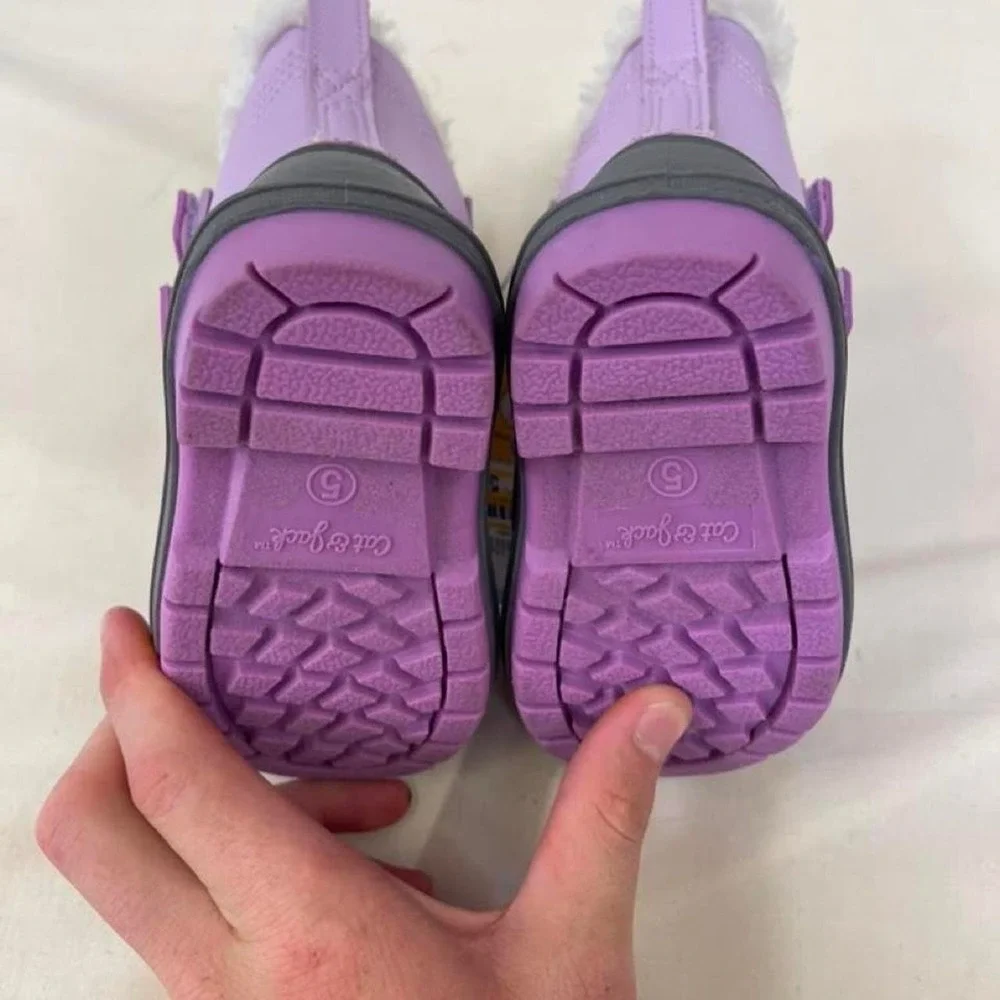 Cat‎ & Jack Girls Snow Boots Size 5 Purple & Gray Waterproof Winter Boots